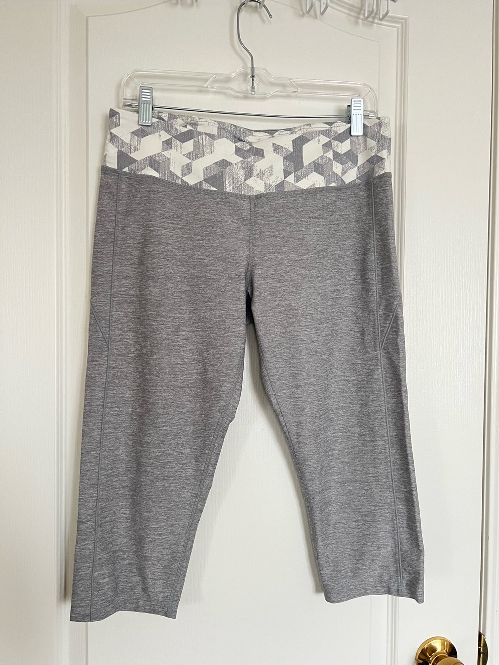 Tuff Athletics Gray and White Patterned Capri Leggings